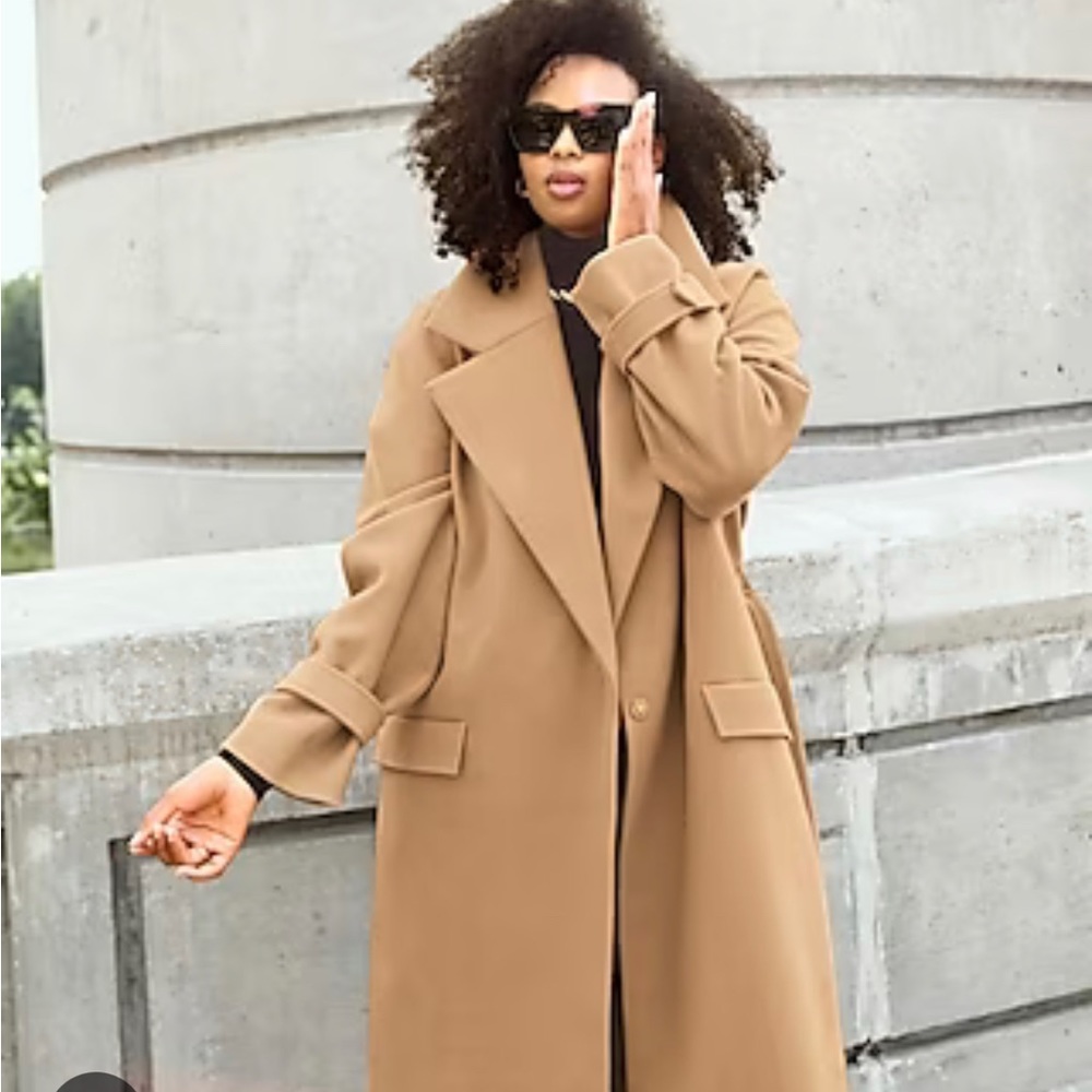 Express Belted wrap Front Faux wool coat in pecan, excellent condition